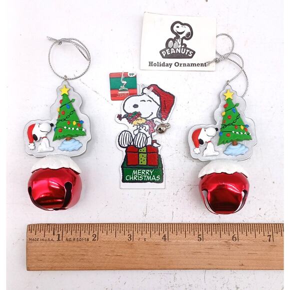 Lot of 3 Peanuts Holiday Ornaments Snoopy Christmas Tree Jingle Buddies Bell - Picture 5 of 6